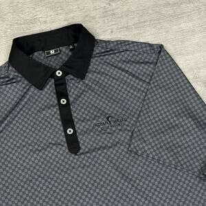 Footjoy Mens Indian Wells Golf Resort Geometric AOP Logo Polo Shirt Sz L Preppy